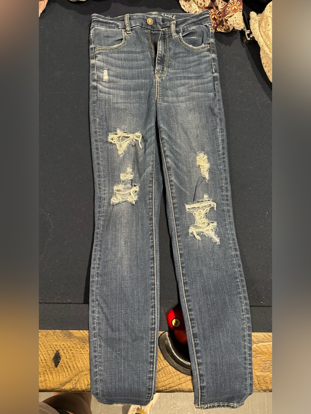American Eagle Outfitters Distressed Skinny Jeans – Dark Blue
